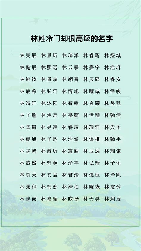 姓林的名字|林姓男孩名字大全